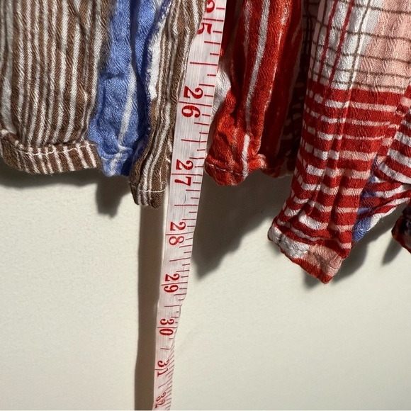 MAEVE ANTHROPOLOGIE RED BLUE PLAID FLOWY 3/4 Sleeve Blouse TUNIC TOP XS EUC - Picture 7 of 12